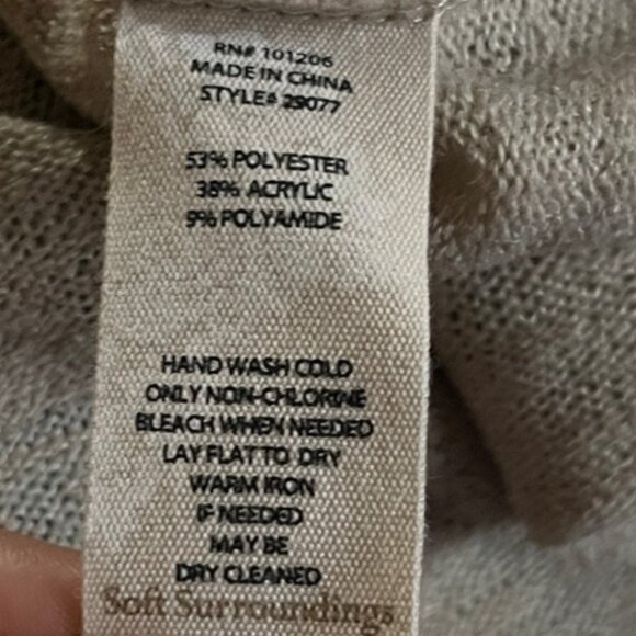 Soft Surroundings New Valentina Slub Sweater Lightweight Tan 1/2 Zip Beach XS - Picture 9 of 9